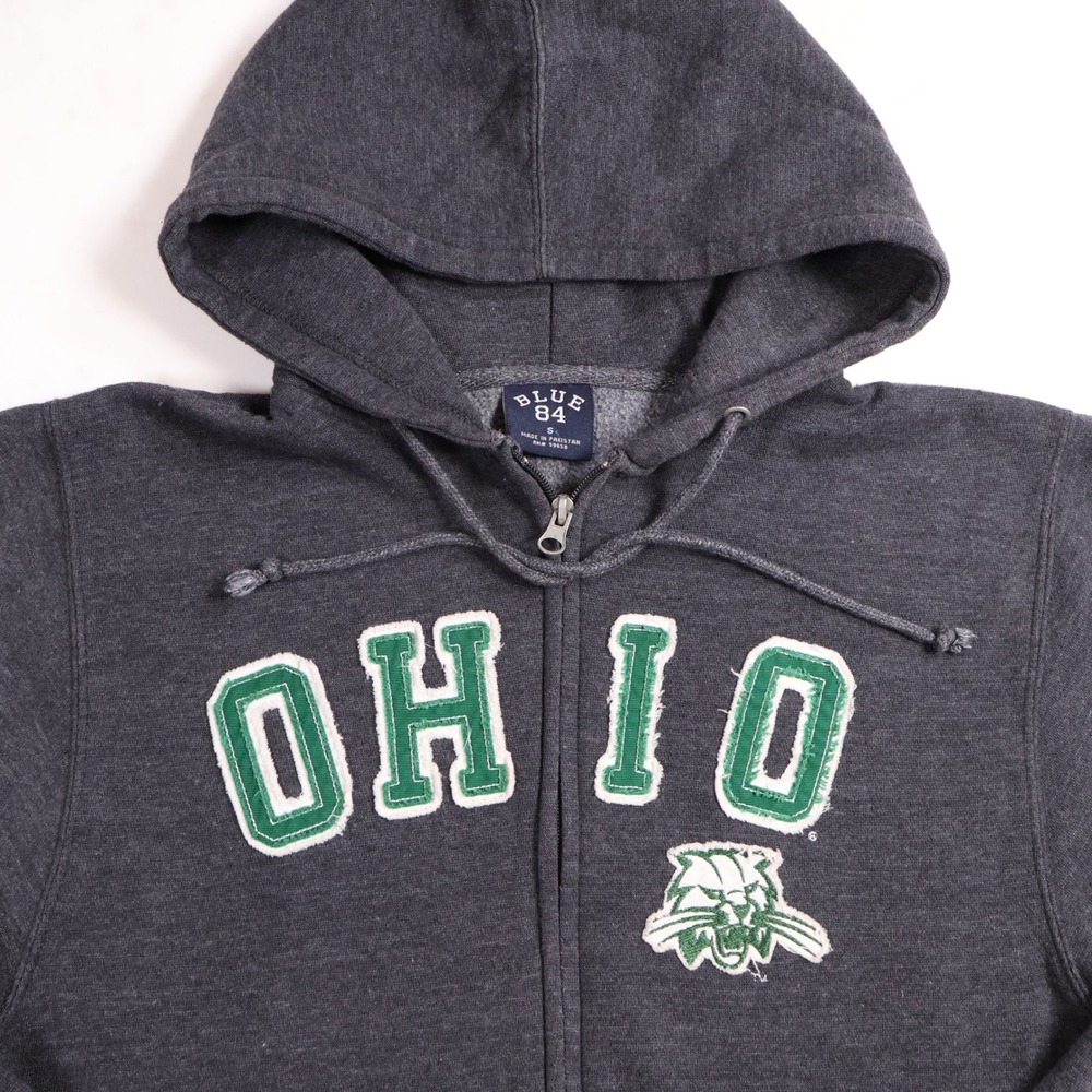 Blue 84 Ohio University Bobcats Full Zip Hoodie Charcoal Gray Mens Small‎ S